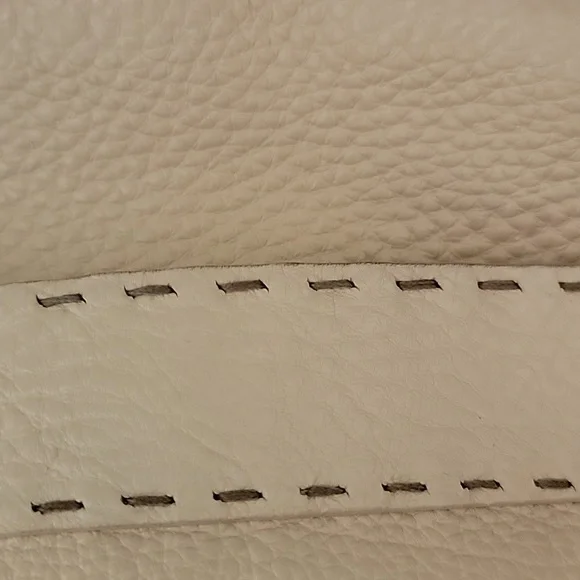 Fendi White Leather Selleria Crossbody Bag Cream